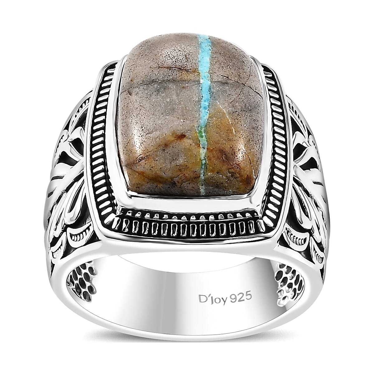 Artisan Crafted Royston Ribbon Turquoise 10.00 ctw Solitaire Ring in Black Oxidized Sterling Silver
