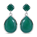 Verde Onyx 21.50 ctw Drop Earrings in Rhodium Over Sterling Silver - Sticky add to cart bar