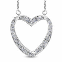 Luxuriant Lab Grown Diamond Heart Necklace (18-20 Inches) in Platinum Over Sterling Silver 0.50 ctw