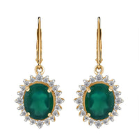 Verde Onyx and White Zircon 6.15 ctw Forest Bloom Earrings in Vermeil Yellow Gold Over Sterling Silver
