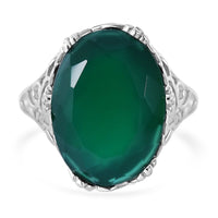 Verde Onyx 10.50 ctw Leafy Oasis Ring in Rhodium Over Sterling Silver