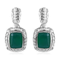 Verde Onyx 4.25 ctw Wooden Texture Earrings in Rhodium Over Sterling Silver - Sticky add to cart bar