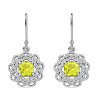 Simulated Peridot and Simulated Diamond Earrings in Silvertone 3.35 ctw