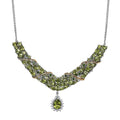 D'Joy Hebei Peridot and Multi Gemstone 18.10 ctw Floral Vines Necklace in 18K Vermeil YG and Rhodium Over Sterling Silver 18 Inches - Sticky add to cart bar
