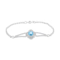 Blue Topaz and Simulated Diamond 1.40 ctw Bracelet in Sterling Silver (7.50 In) - Sticky add to cart bar
