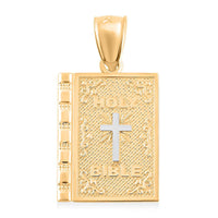 10K Yellow and White Gold Bible Charm Pendant without Chain 1.30 Grams