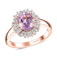 Martha Rocha Kunzite ,  Moissanite  Fancy Ring in 18K RG Vermeil Sterling Silver 1.83 ctw