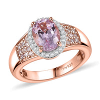 Premium Martha Rocha Kunzite, Natural Pink and White Diamond 2.20 ctw Ring in 18K Vermeil Rose Gold Over Sterling Silver (Size 10.0)