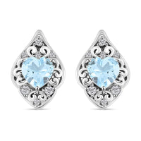 Blue Topaz and Simulated Diamond 3.35 ctw Earrings in Sterling Silver