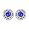 Simulated Tanzanite and Simulated Diamond 1.40 ctw Earrings in Silvertone - Sticky add to cart bar
