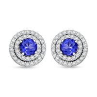 Simulated Tanzanite and Simulated Diamond 1.40 ctw Earrings in Silvertone