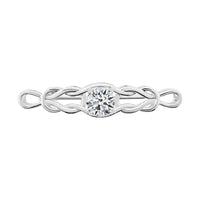 Simulated Diamond Love Knot Brooch in Sterling Silver