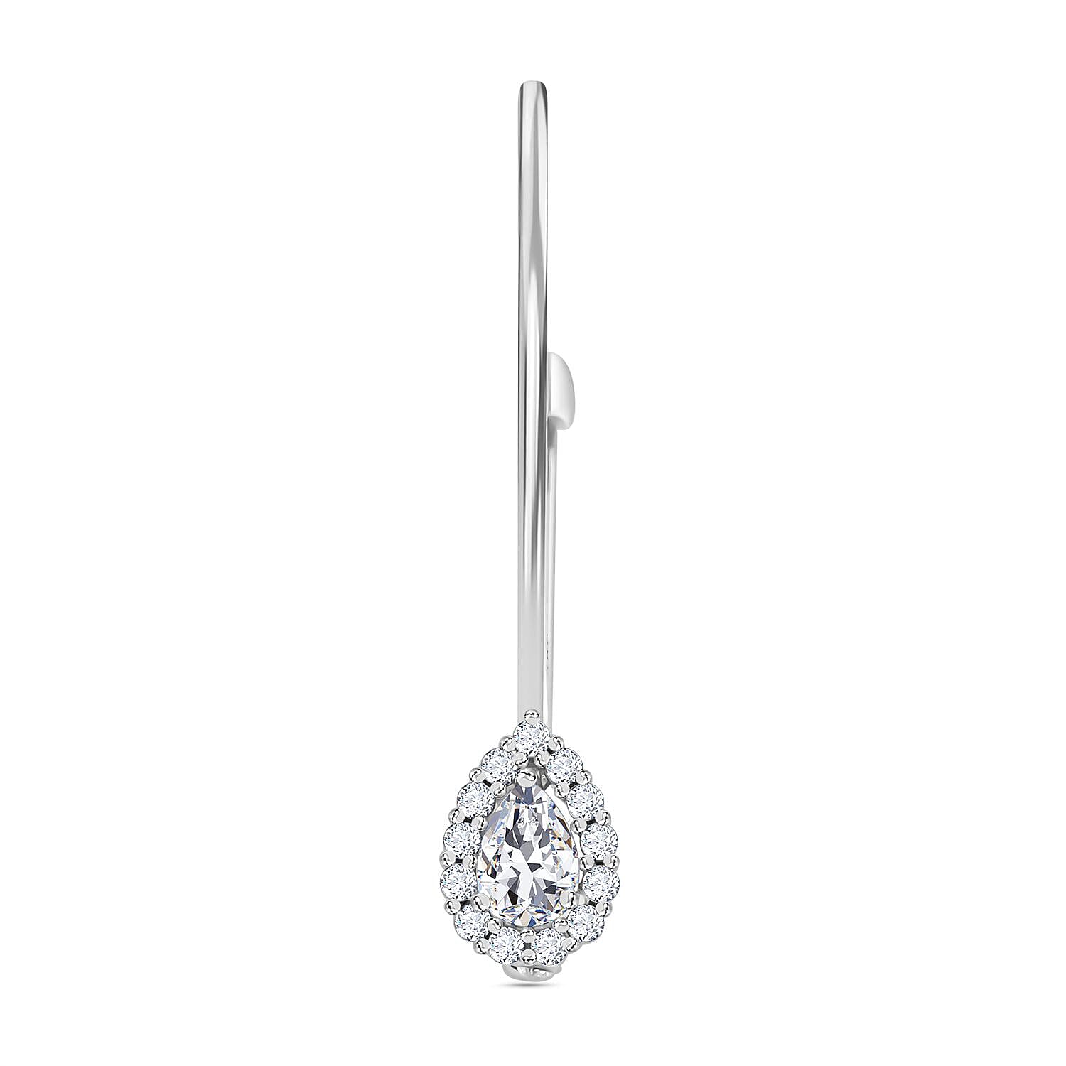 Simulated Diamond Teardrop Brooch in Sterling Silver