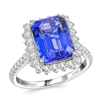 Certified & Appraised Rhapsody AAAA Tanzanite and E-F VS Diamond 7.50 ctw Ring in 950 Platinum 7.22 Grams