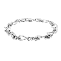 Platinum Over Sterling Silver Fancy Curb Link Chain Bracelet (7.00 In) 7.80 Grams