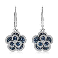 Doorbuster Blue Diamond (IR), White Diamond Floral Earrings in Platinum Over Sterling Silver 1.00 ctw - Sticky add to cart bar