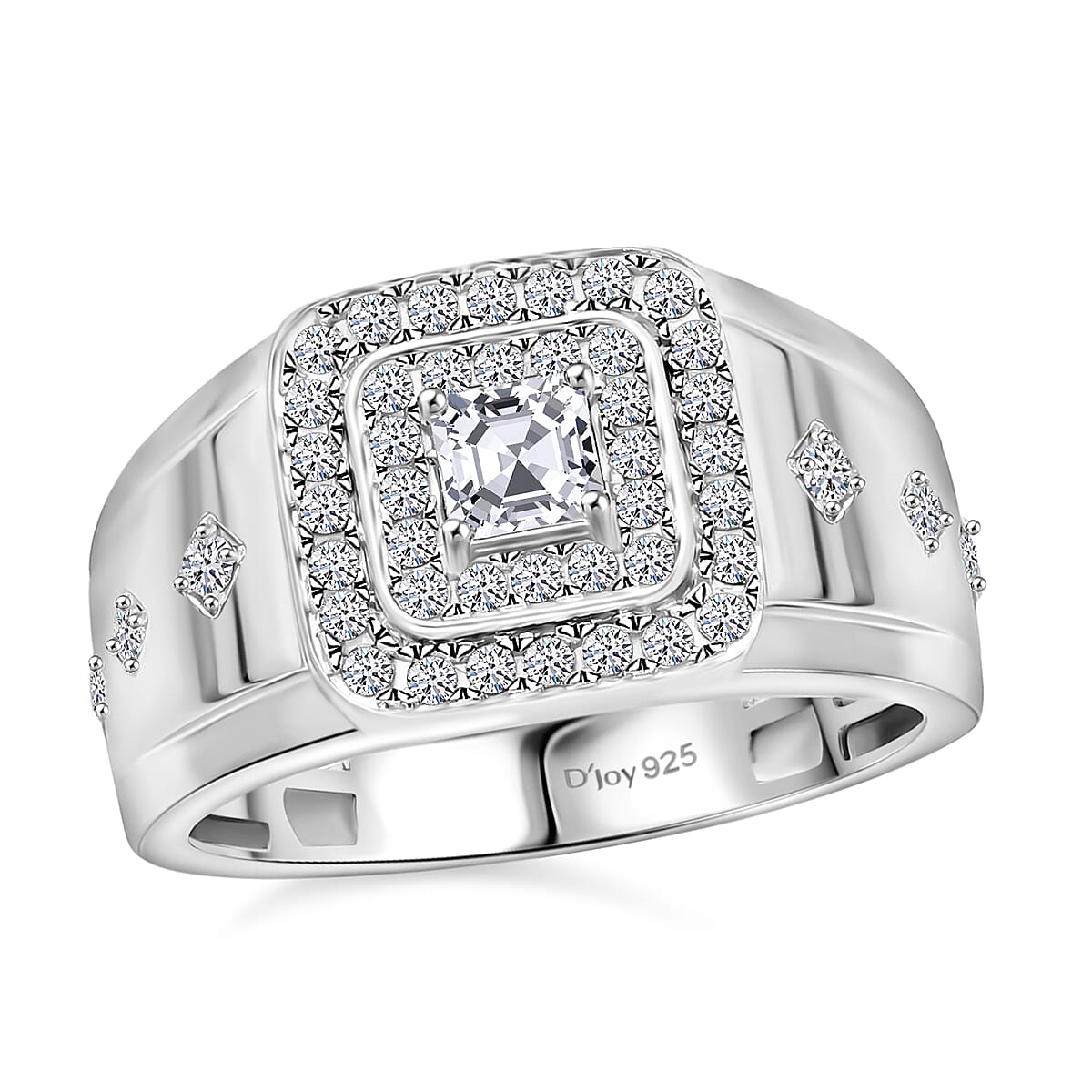 Luxuriant Lab Grown Diamond (G-H, SI) Men's Ring in Platinum Over Sterling Silver (Size 10.0) 1.00 ctw