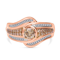 Doorbuster Natural Champagne Diamond Ring in Vermeil RG Over Sterling Silver (Size 8.0) 1.00 ctw