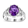 Moroccan Amethyst and Moissanite 2.60 ctw Ring in Rhodium Over Sterling Silver - Sticky add to cart bar