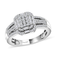 Diamond Ring in Rhodium Over Sterling Silver (Size 7.0) 0.50 ctw