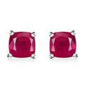 Premium Niassa Ruby (FF) 1.80 ctw Solitaire Stud Earrings in Rhodium Over Sterling Silver - Sticky add to cart bar
