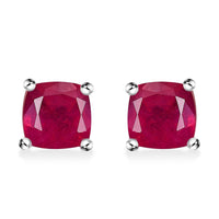 Premium Niassa Ruby (FF) 1.80 ctw Solitaire Stud Earrings in Rhodium Over Sterling Silver