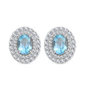Blue Topaz and Simulated Diamond 3.85 ctw Earrings in Silvertone - Sticky add to cart bar