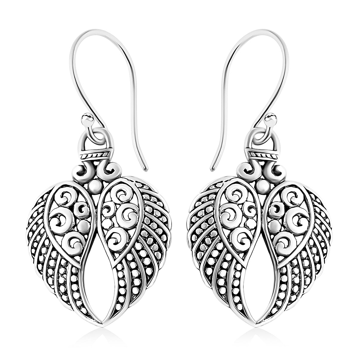 Bali Legacy Angel Wings Earrings in Sterling Silver 4.20 Grams