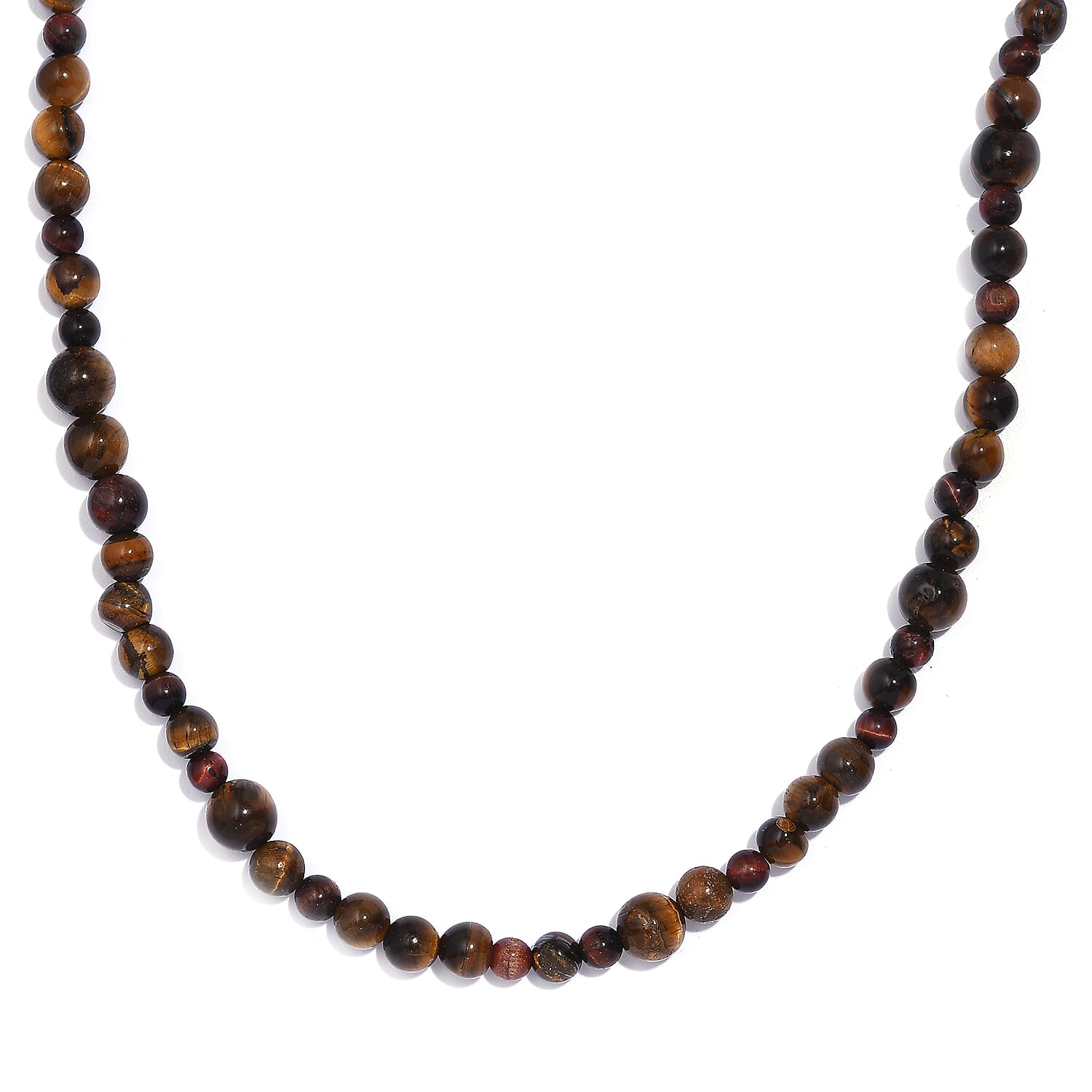 Karis Tigers Eye Beaded 153.00 ctw Necklace 20 Inches in Platinum Bond