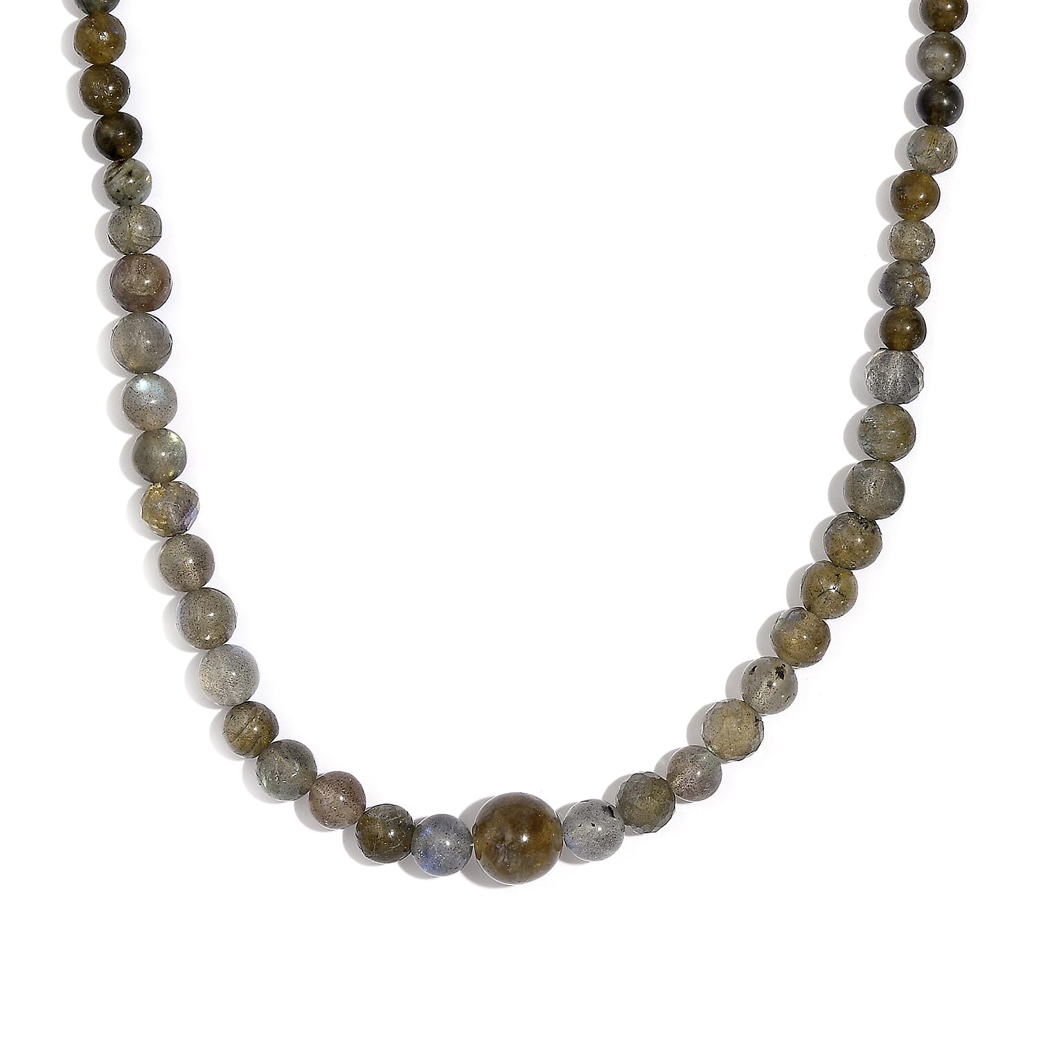 Karis Malagasy Labradorite Beaded 167.00 ctw Necklace 20 Inches in Platinum Bond