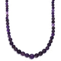 African Amethyst Beaded 85.00 ctw Necklace 20 Inches in Stainless Steel - Sticky add to cart bar