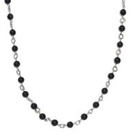 Black Agate 48.65 ctw Necklace 20 Inches in Stainless Steel