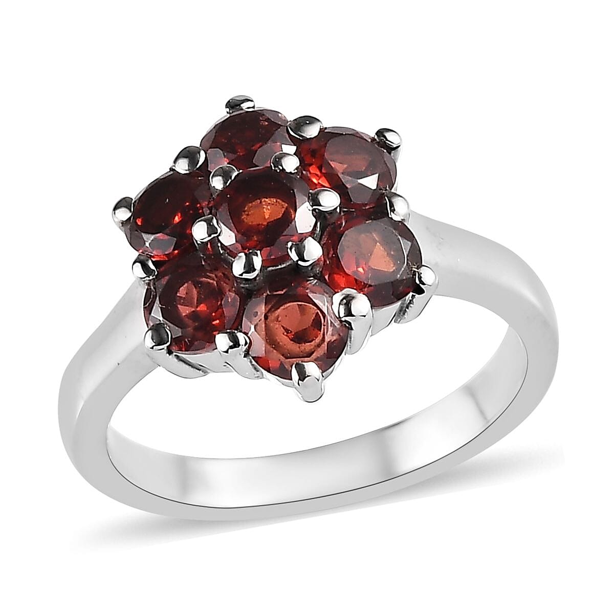 Mozambique Garnet Floral Ring in Stainless Steel (Size 10.0) 2.35 ctw