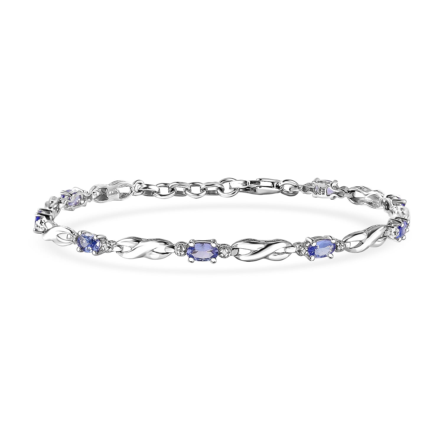 Tanzanite Infinity Bracelet in Rhodium Over Sterling Silver (7.25 In) 1.85 ctw