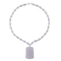 Natural Jade 360.00 ctw Carved Qilin Pendant with Beaded Necklace in Rhodium Over Sterling Silver 20 Inches - Sticky add to cart bar