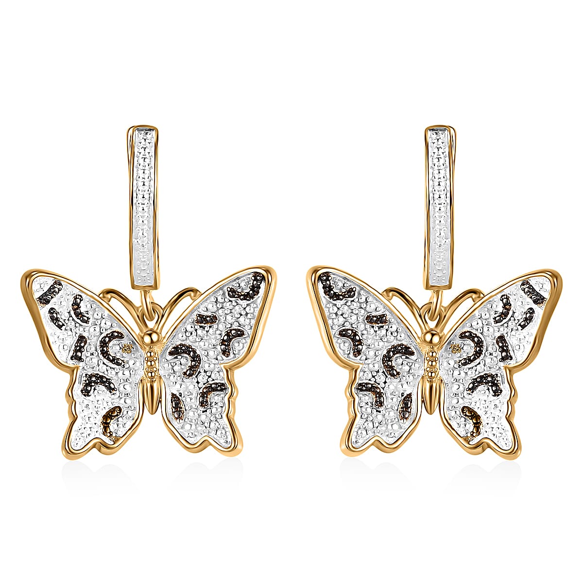 Karis Yellow Diamond Accent Butterfly Earrings in 18K Yellow Gold Over