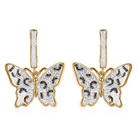 Karis Yellow Diamond Accent Butterfly Earrings in 18K Yellow Gold Over