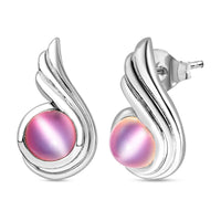 Flamingo Moonstone 3.00 ctw Earrings in Rhodium Over Sterling Silver