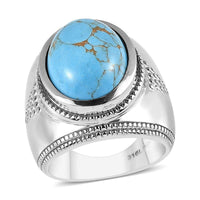 Mojave Blue Turquoise Ring in Stainless Steel (Size 10.0) 9.40 ctw
