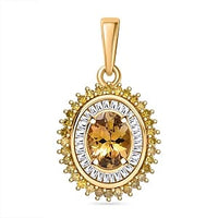 Golden Tanzanite, Natural Yellow and White Diamond 1.19 ctw Pendant in 18K Vermeil Yellow Gold Over Sterling Silver