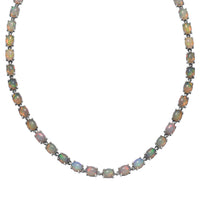Premium Ethiopian Welo Opal 38.00 ctw Necklace in Rhodium Over Sterling Silver 18 Inches