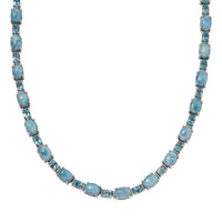 Larimar and Betroka Blue Apatite 38.85 ctw Turtle Necklace in Rhodium Over Sterling Silver 18 Inches