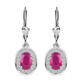Premium Niassa Ruby (FF) and White Zircon 2.75 ctw Sunburst Earrings in Rhodium Over Sterling Silver - Sticky add to cart bar