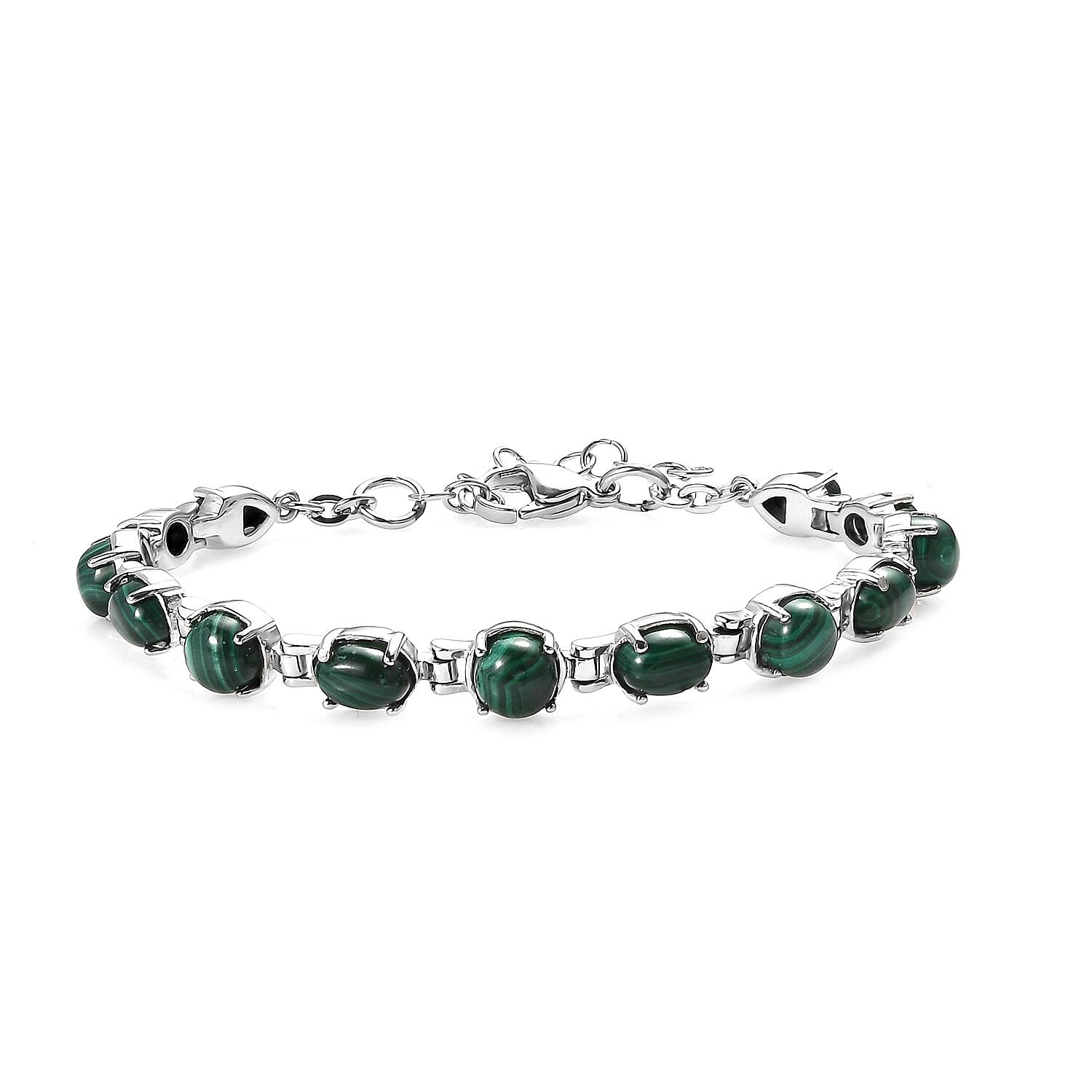 African Malachite 17.15 ctw Bracelet in Stainless Ste (6.50 In)