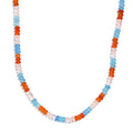 Pink and Blue Chalcedony (D), Carnelian 97.80 ctw Necklace 18 Inches in Rhodium Over Sterling Silver - Sticky add to cart bar