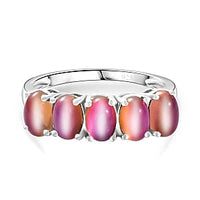 Flamingo Moonstone 2.70 ctw Ring in Rhodium Over Sterling Silver (Size 8)