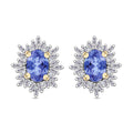Tanzanite, Diamond (0.25 cts) Stud Earrings in Rhodium Over Sterling Silver 1.20 ctw - Sticky add to cart bar