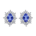 Tanzanite, Diamond (0.25 cts) Stud Earrings in Rhodium Over Sterling Silver 1.20 ctw - Sticky add to cart bar