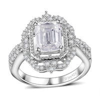 Moissanite (Oct 8x6mm) Ring in Rhodium Over Sterling Silver (Size 10.0) 2.15 ctw
