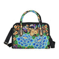 Blue Flower Embroidered Floral Pattern Handbag (2.6"x4.7"x8.7") with Detachable Shoulder Strap - Sticky add to cart bar